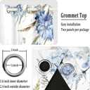 AWERT Floral Printed Blackout Curtains 63 Inches Long 2 Panels Blue Flowers Blossom Hydrangea Butterflies Romantic Window Treatments for Bedroom Living Room Thermal Insulating, Each Size 42x63 Inches