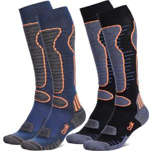 Merino Wool Ski Socks Mens Womens 2 Pairs for Skiing, Snowboarding, Thermal Knee High Winter Warm Sports Performance Socks (X-Large)