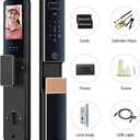 Smart Door Lock with Face Recognition & Camera, Video Monitor, 7-in-1 Keyless Entry: Palm Vein, Fingerprint, Keypad, App - Weatherproof Digital Deadbolt for Home Security (Gold)