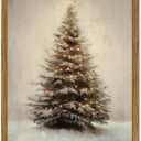 Vintage Christmas Tree Wall Art, Winter Holiday Botanical Wall Decor Paintings, Rustic Pine Tree Canvas Prints Artwork Picture for Farmhouse Mantel Bedroom Living Room 12x16 inch Wood Framed