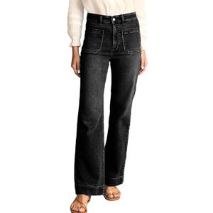 Astylish Women's Wide Leg Jeans High Waisted Stretchy Straight Leg Jeans Loose Trendy Denim Pants with Pocket (4, Black)