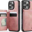 Vinich for iPhone 16 Pro Max Wallet Case with Card Holder, RFID Blocking Credit Slots Kickstand Shockproof Phone Cover Fit for iPhone 16 Pro Max 6.9" Rose Pink