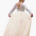 Topmaker Flower Girl Dress for Toddler Baby Girls,Lace Tulle Dress for Wedding,Birthday Party,Photoshoot,Special Occasion 130