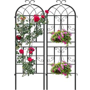 2-Pack 71" Black Metal Garden Trellises with Butterfly Design