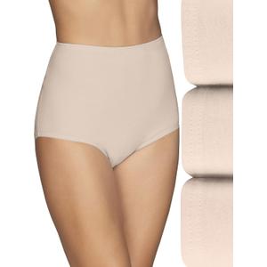 Vanity Fair Women's High Waisted Underwear, Full Coverage Ladies Panties, Perfectly Yours Briefs (6, Cotton - Fawn/Fawn/Fawn) 3 Pack