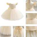 IDOPIP Flower Girl Bowknot Tutu Dress for Kids Baby Princess Wedding Bridesmaid Birthday Party Pageant Baptism Dresses 6M-10T (Beige, S)
