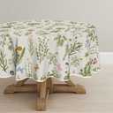 Horaldaily Spring Tablecloth 60×60 Inch Round, Watercolor Wildflowers Floral Herbs Washable Table Cover for Party Picnic Dinner Decor