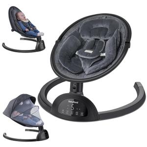 Baby Swings for Infants, Bluetooth Infant Swing with Music Speaker, 3 Seat Positions, 5 Speeds and Remote Control - Portable Baby Swing for Indoor and Outdoor (Black)