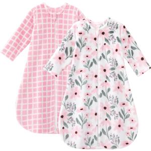 Yoofoss Baby Sleep Sack 6-12 Months, Long Sleeve Sleep Sack 1.5 Tog, Fleece Baby Wearable Blanket with 2-Way Zipper, Soft Warm