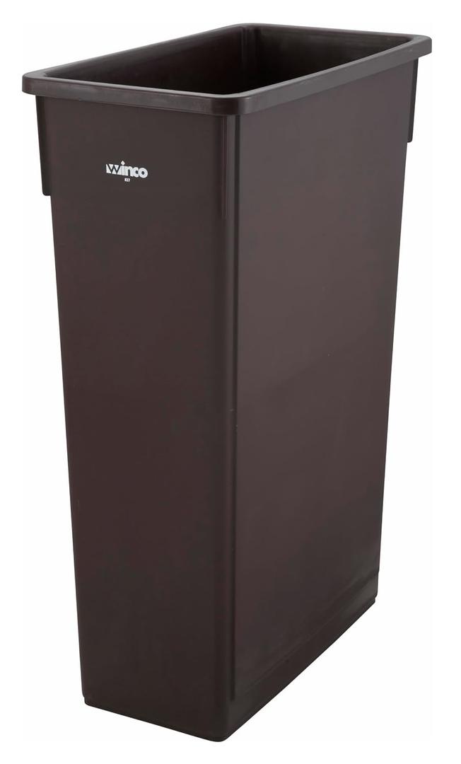 Winco Slender Trash Can, 23-Gallon, Brown
