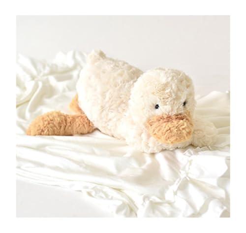 EASELR Weighted Plush Cute Duck Stuffed Animal, Soft White Small Duck Plush Pillow, Kawaii Hugging Squishy Plush Toy, Gift for Kids