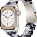 V-MORO Resin Bands Compatible with Apple Watch Series 11/10/9/8/7 Band 40/41/42mm Lightweight Fashion Strap Bracelet with Starlight Buckle for iwatch Series SE/6/5/4/3/2/1(Black/White,38/40/41/42mm)