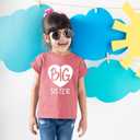 Big Sister Shirt Heart Big Sister Announcement Shirt Toddler Girl Promoted Outfit Baby Girls tee (Pink)