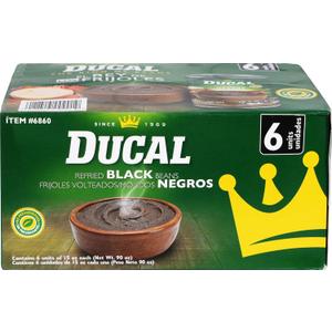 Ducal Instant Vegetarian Black Refried Beans 15oz (Pack of 6) | Gluten & Cholesterol Free, Excellent Source of Protein & Iron, Ready-to-Eat, Perfect for Quick and Healthy Meals (EXP 03/15/29)