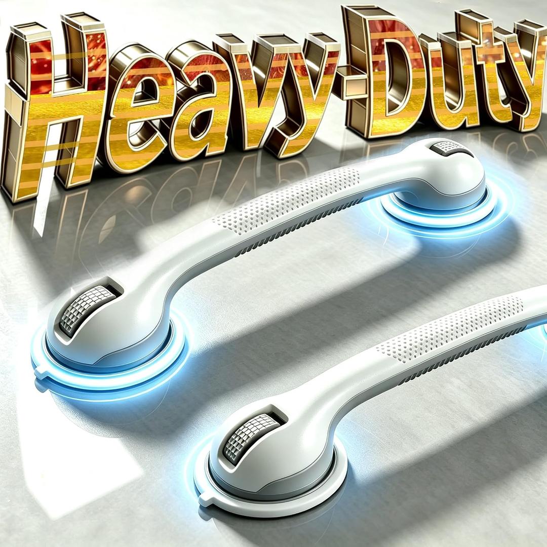 Upgraded Powerful Suction Cup Shower Grab Bars for Seniors Bathroom Suction Cup 2Pcs 16.21In Shower Handles for Removable Handrails for Seniors Elderly Heavy Duty Safety Grip Waterproof Drill Free