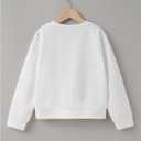 BEAUDRM Girl's Bow Graphic Sweatshirts Long Sleeve Crewneck Cute Pullover Cute Pullover Tops T Shirt (White)