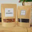 FireKylin Brown Paper Bags Stand Up Pouches Zipper Reusable Sealable 100 Pcs, with Window, 5.5" x 7.9", Food Storage Bags, for Packaging Products