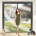 Transparent Insulated Door Curtain, Sunmoxia Magnetic Thermal Insulated Door Screen Auto Closer Screen Door for Kitchen, Bedroom, Air Conditioner Room, Fits Door up to 72" x 80"
