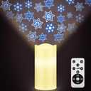 Hanukkah Light Decor Indoor Chanukah Projector Candle Chanukah Jewish Decorations Star of David Hanukkah Menorah Decor Blue LED Flameless Candle Battery Night Light with Remote Timer Xmas Party