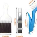 3 x 3 Styles Air Conditioner Condenser Fin Cleaning Brush, Premium Stainless Steel Fin Comb, Refrigerator Coil Cleaning Whisk Brush and Multifunction Plastic Brush Accessory (3PCS)