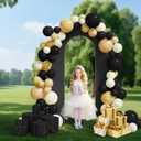 Peomeise 7.2FT Spandex Open Arch Backdrop CoverU-Shaped 2-Sided Backdrop CoverRound Top Chiara Stand Cover for Birthday Party Wedding Ceremony Baby Shower DecorationBlack
