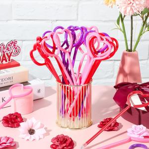 Zonon Valentines Day Heart Pens Valentine Party Favor Roller Ball Pens Black Gel Ink, Ballpoint for Office Supplies