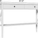 ChooChoo 47" Console Table with Drawers, Narrow Wood Accent Sofa Table Entryway Table with Storage Shelf for Entryway, Front Hall, Hallway, Living Room, White, 11.81"D x 47.24"W x 31.5"H