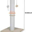 Cat Scratching Post 34 Inches Heavy Duty and Thicker Cat Scratching Post Sisal Rope with Hanging Ball and Mice Scratching Post for Indoor Cats and Adult(Beige)