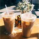 20 oz Clear Plastic Cups with Lids and Straws, Disposable Coffee Cups 25 Sets