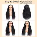 U Part Human Hair Wig Deep Wave 20 Inch 200% Density Brazilian Deep Wave U Part Wigs for Black Women 12A Full Head Clip in Half Wig Glueless No Leave Out Lace Front Wig 3X Longer Lifespan
