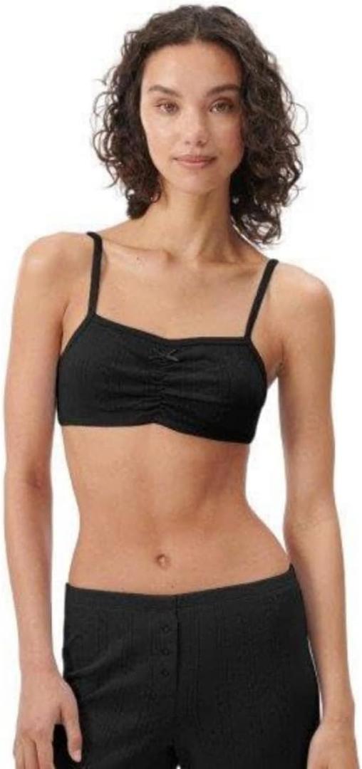 florence by mills Women's Cozy Crush Sweet Pointelle Bralette (Black, XXL)