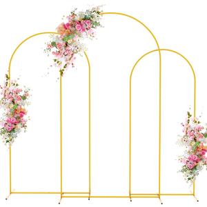 Wokceer Wedding Arch Backdrop Stand 7.2FT, 6.6FT, 6FT Set of 3 Gold Metal Arch Backdrop Stand for Wedding Ceremony Baby Shower Birthday Party Decor