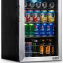 NewAir 90 Can Beverage Refrigerator | 17 Freestanding Small Mini Fridge for Bedroom, Home Bar or Office | Quiet Compressor Cooling & Adjustable Shelves | Stainless Steel