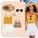 American Trends Skorts for Women Dressy Casual Flowy Shorts Boho Ruffle Tiered Skirts High Waist Mini Tennis Golf Skirt (Large, White)