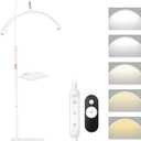 Lash Light for Eyelash Tech Led Half Moon Light Lamp for Tattoo, Lash Extensions, Nail, Beauty, for Esthetician & Artists, Adjustable Height, Dimmable Brightness, with Movable Tray, White