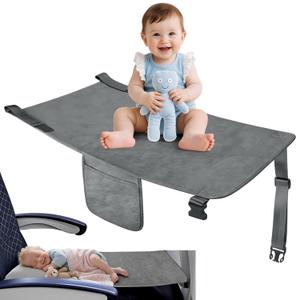 Toddler Airplane Bed, Toddler Airplane Travel Essentials, Plane Seat Extender for Kids, Portable Plane Travel Bed for Long Flight Flying (Grey)