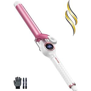 ORYNNE Digital Ceramic Curling Iron - 1 Inch Barrel for Bouncy Curls & Waves, Argan Oil Infused, Dual Voltage, Fast Heat Up