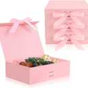 4Pcs Gift Box with Lids, 9"6.7"2.8" Magnetic Closure Collapsible Gift Boxes, Bridesmaid Proposal Box with Ribbons for Christmas Mothers Day Fathers Day Graduations Weddings Birthdays(Pink)