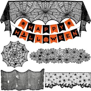 Colovis Decorations Indoor Set, 38PCS Table Decorations for Indoor, Mantel Scarf, Table Runner, Table Cover, Banner, 3D Bats, Lampshade & Creepy Cloth for Party Decor