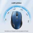 TECKNET Bluetooth Mouse, 4800 DPI Wireless Mouse, 2-Year Battery 6 Adjustable DPI, 6 Buttons Compatible with Laptop/Windows/Computer - Blue