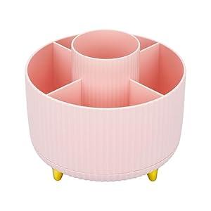 4Johor Pink Office Supplies - Remote Control Holder with 5 Compartments, 360 Rotating School Supplies for Tidy Desk