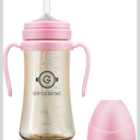 GROSMIMI Spill Proof no Spill Magic Sippy Cup with Straw with Handle for Baby and Toddlers, Customizable, PPSU, BPA Free 10 oz (Pink)