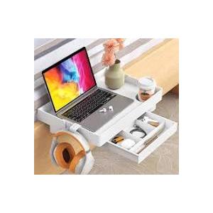 SPACELEAD Bedside Shelf for Bed College Dorm Room Clip On Nightstand with Cup Holder & Cord Holder&Drawer Bunk Bed Shelf for Organizer Top for Bedroom, White 