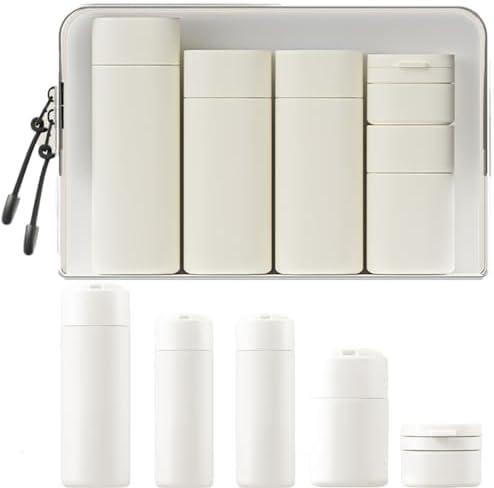 Travel Bottles Set - TSA Approved Leak Proof Squeezable Containers for Toiletries, Conditioner, Shampoo, Lotion & Body Wash Accessories (White)