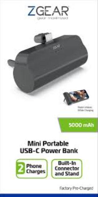 ZGear 5000mAh Mini Portable USB-C Power Bank, 1 ct
