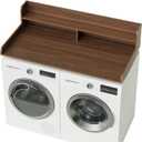 2-Tier Washer Dryer Countertop, Laundry Room Organization and Storage, 27.6" x 54" Wood Laundry Countertop for Washer and Dryer, Walnut