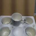 Set of 6 11.5 oz Coffee Mugs with Black and White Geometric Patterns, Ceramic Tea Cup Set