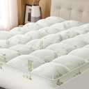 Mattress Topper Queen Size Viscose Derived from Bamboo, Thick Soft Pillow Top Mattress Pad Cover for Back Pain, Mattress Protector with 8-21 Inch Deep Pocket, White