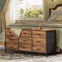 Huuger 9 Drawer Dresser, 47 Inch Dresser TV Stand for 50, 55 Inch TV, Entertainment Center with Drawers, Fabric Chest of Drawer for Bedroom, Closet, Rustic Brown, 11.7"D x 47.2"W x 26.8"H