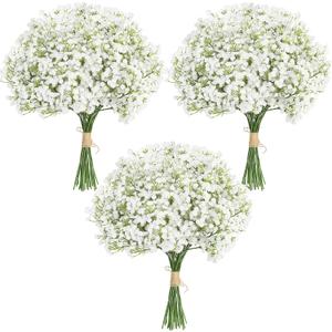 LELEE Baby's Breath Artificial Flowers - 30 PCS Babys Breath Flowers Bulk - Real Touch Fake Gypsophila Bouquets for Wedding Decor, Party Arrangements, Home Decoration, DIY Crafts (White)